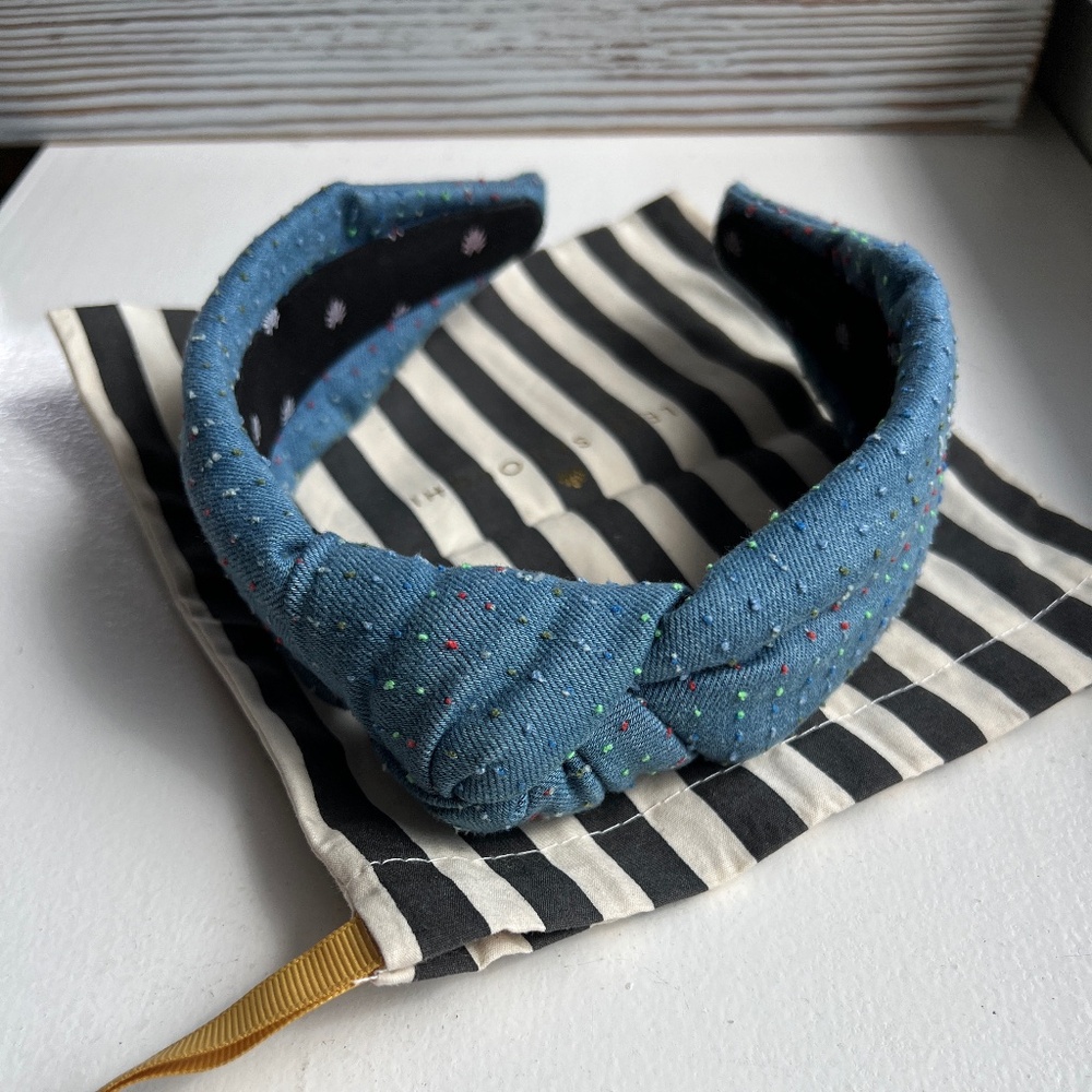 Lele Sadoughi Top Knot Headband - Jean w. Neon dots - like new! (with dust bag!)